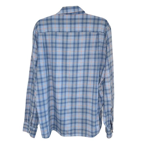 Peter Millar Summer Chambray Blue Plaid Button Down Shirt, XL - Picture 2 of 8